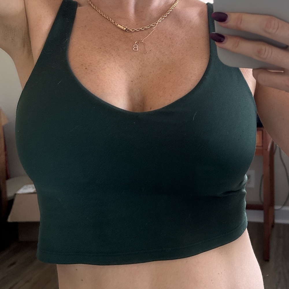 Dark Green Scoop Neck Crop Top - Women